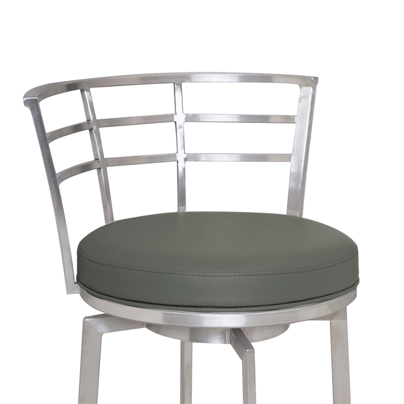 Armen Living Viper Modern Faux Leather Counter Stool in Gray