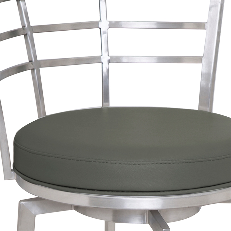 Armen Living Viper Modern Faux Leather Counter Stool in Gray