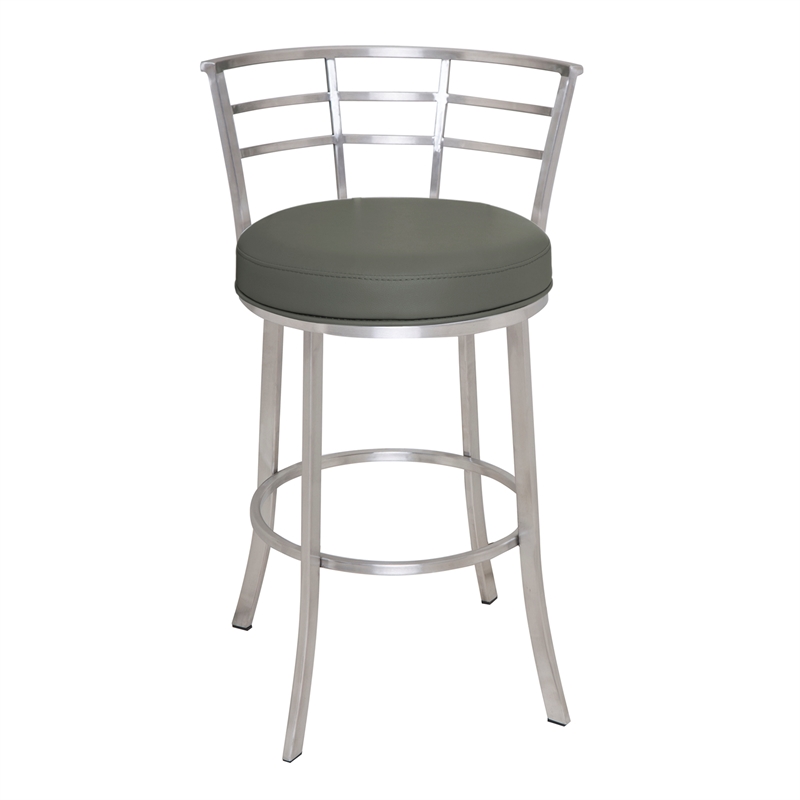 Armen Living Viper Modern Faux Leather Counter Stool in Gray