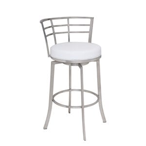 Armen Living Viper 26&quot Faux Leather Counter Stool in White/Stainless Steel