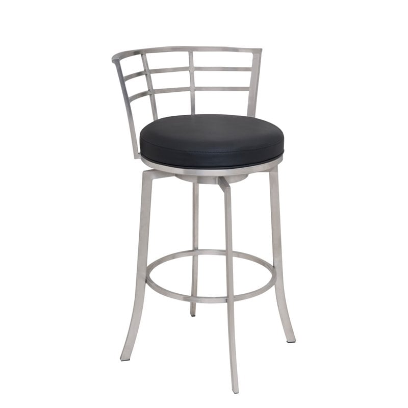 Armen Living Viper Contemporary Faux Leather Counter Stool in Black