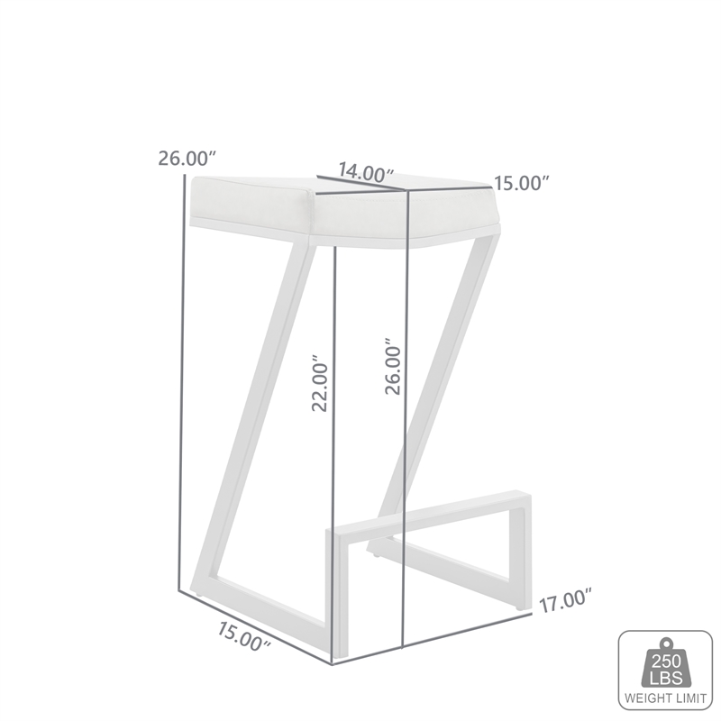 Armen Living Atlantis Contemporary Faux Leather Counter Stool in Gray