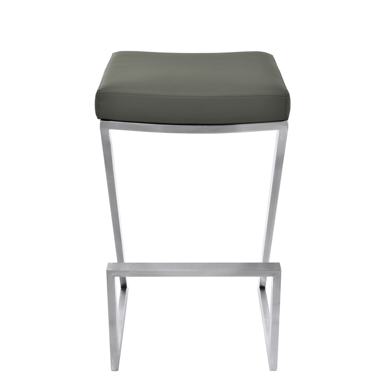 Armen Living Atlantis Contemporary Faux Leather Counter Stool in Gray