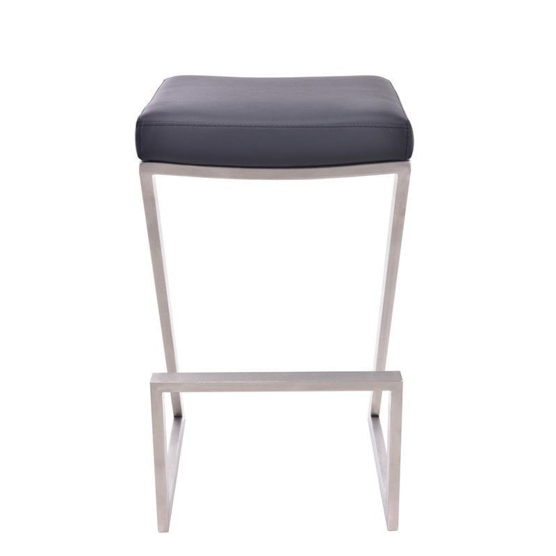 Armen Living Atlantis Contemporary Faux Leather Counter Stool in Black