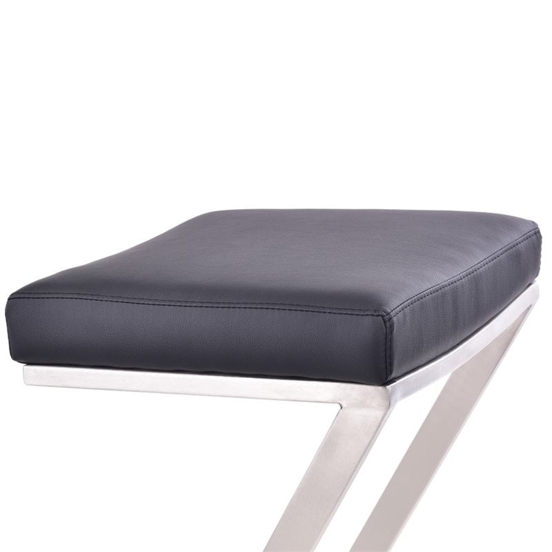 Armen Living Atlantis Contemporary Faux Leather Counter Stool in Black