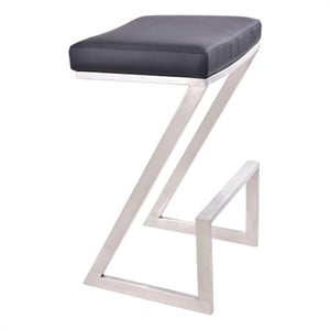 Armen Living Atlantis Contemporary Faux Leather Counter Stool in Black