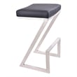 Armen Living Atlantis Contemporary Faux Leather Counter Stool in Black
