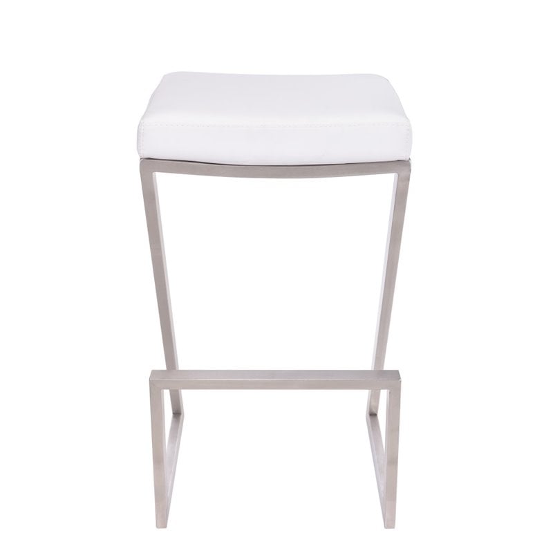 Armen Living Atlantis Modern Faux Leather Counter Stool in White