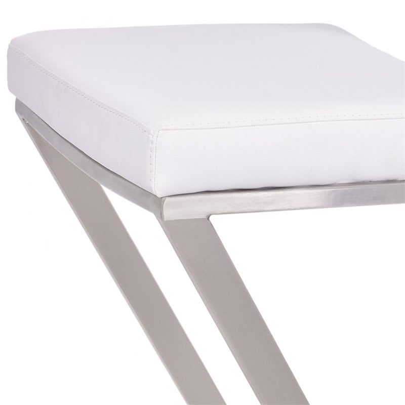 Armen Living Atlantis Modern Faux Leather Counter Stool in White
