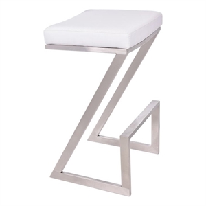 Armen Living Atlantis Modern Faux Leather Counter Stool in White