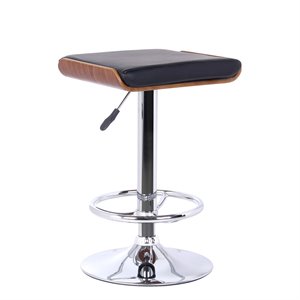 Armen Living Java 33&quot Contemporary Faux Leather & Metal Bar Stool in Black