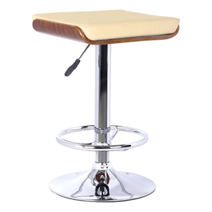 Armen Living Java Modern Faux Leather Upholstered Bar Stool in Cream
