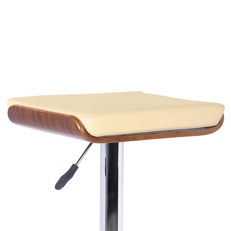 Armen Living Java Modern Faux Leather Upholstered Bar Stool in Cream