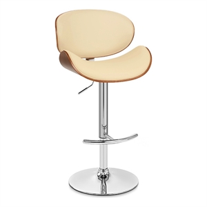 Armen Living Naples Mid-Century Faux Leather Bar Stool in Cream
