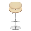 Armen Living Naples Mid-Century Faux Leather Bar Stool in Cream