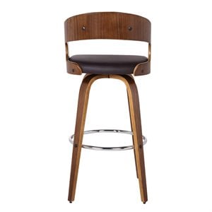 Armen Living Shelly Contemporary Faux Leather Bar Stool in Brown