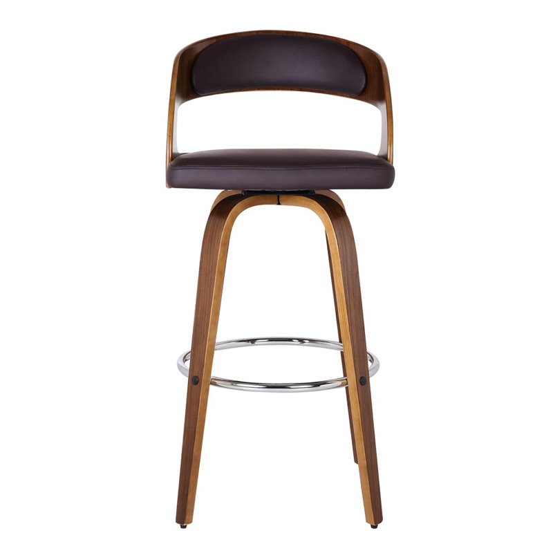 Armen Living Shelly Contemporary Faux Leather Bar Stool in Brown