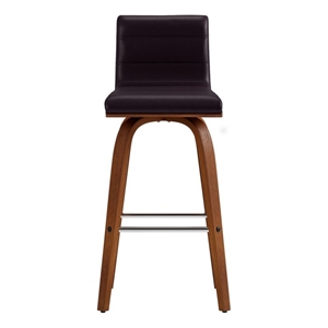 Armen Living Vienna Modern Faux Leather Stool in Brown/black