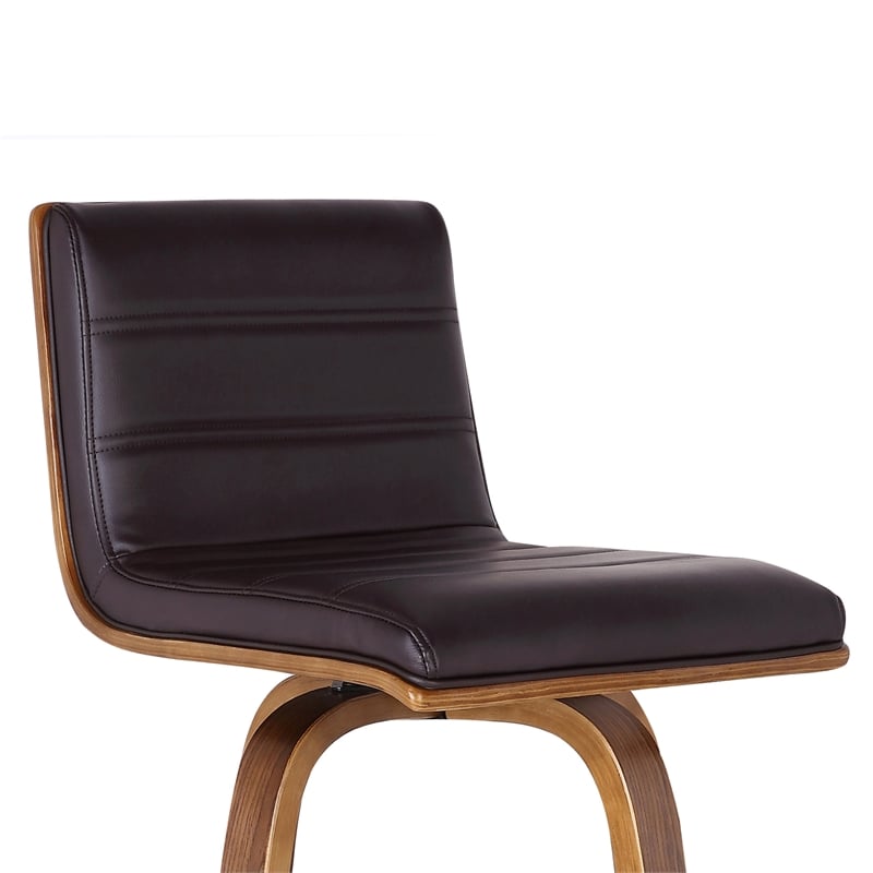 Armen Living Vienna Modern Faux Leather Stool in Brown/black