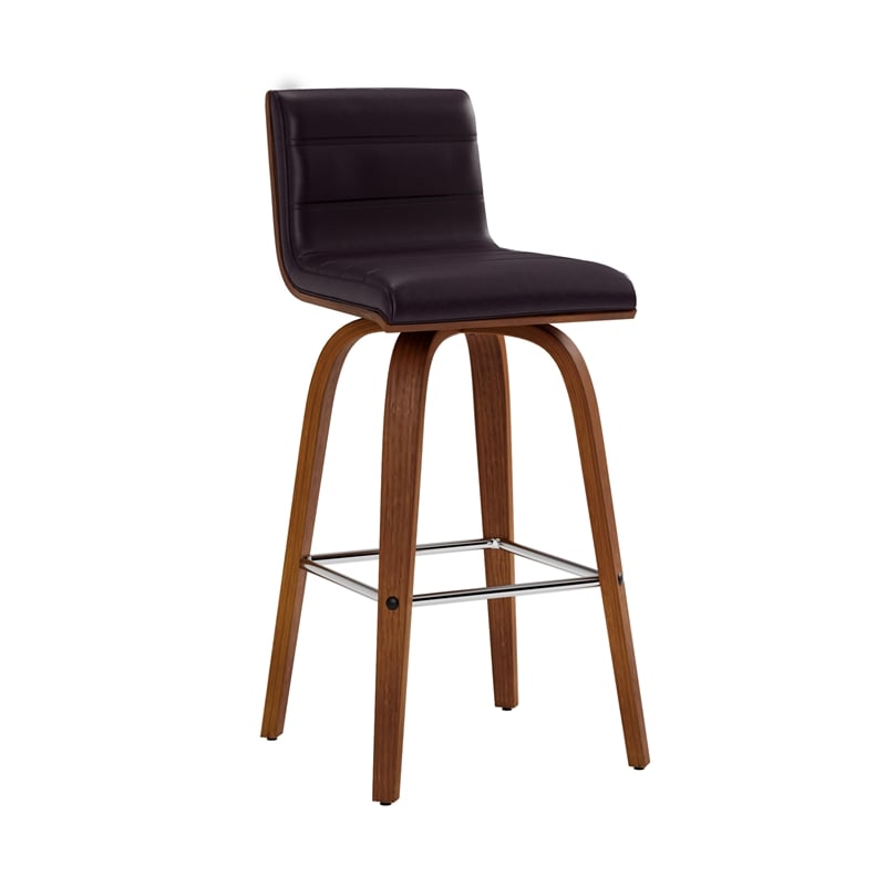 Armen Living Vienna Modern Faux Leather Stool in Brown/black