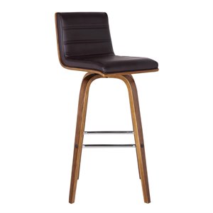 armen living vienna faux leather upholstered bar stool in brown and walnut