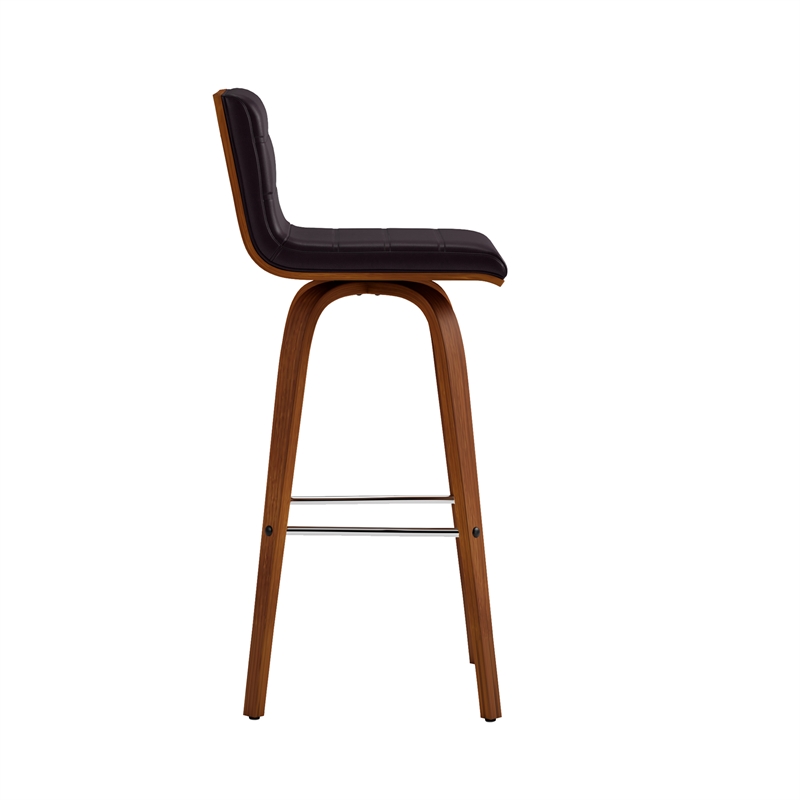 Armen Living Vienna Modern Faux Leather Upholstered Bar Stool in Brown