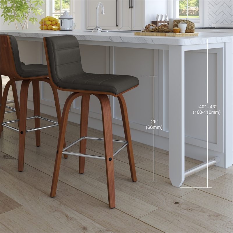 Armen Living Vienna Modern Faux Leather Counter Stool in Gray