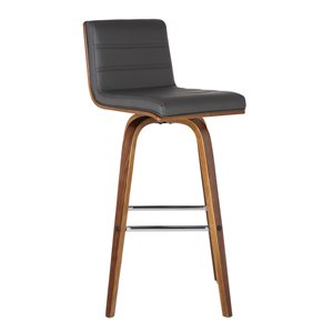 armen living vienna faux leather upholstered bar stool in gray and walnut