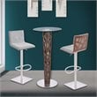Armen Living Crystal Modern Round Glass Top Bar Table in Walnut