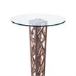 Armen Living Crystal Modern Round Glass Top Bar Table in Walnut
