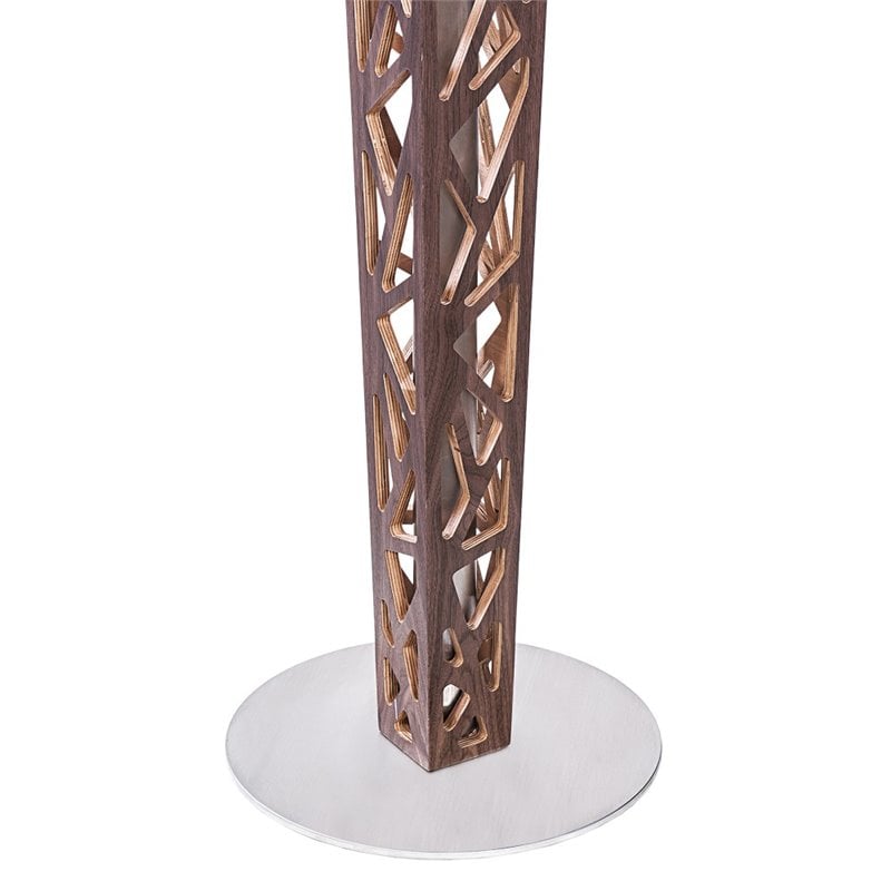 Armen Living Crystal Modern Round Glass Top Bar Table in Walnut