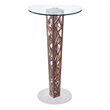 Armen Living Crystal Modern Round Glass Top Bar Table in Walnut