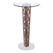 Armen Living Crystal Modern Round Glass Top Bar Table in Walnut