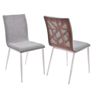 Armen Living Crystal Modern Fabric Dining Side Chair in Gray