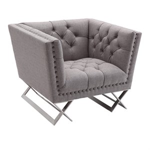 armen living odyssey fabric upholstered chair in gray tweed