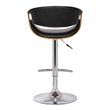 Armen Living Butterfly Contemporary Faux Leather Bar Stool in Black and walnut