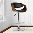 Armen Living Butterfly Contemporary Faux Leather Bar Stool in Black and walnut