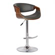 Armen Living Butterfly Modern Faux Leather Bar Stool in Gray and Walnut