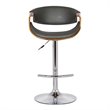 Armen Living Butterfly Modern Faux Leather Bar Stool in Gray and Walnut