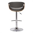 Armen Living Butterfly Modern Faux Leather Bar Stool in Gray and Walnut