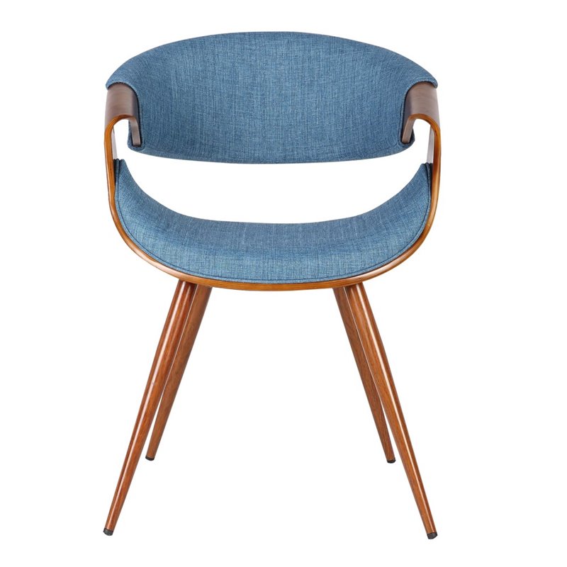 Armen Living Butterfly Modern Fabric Dining Chair in Walnut and blue