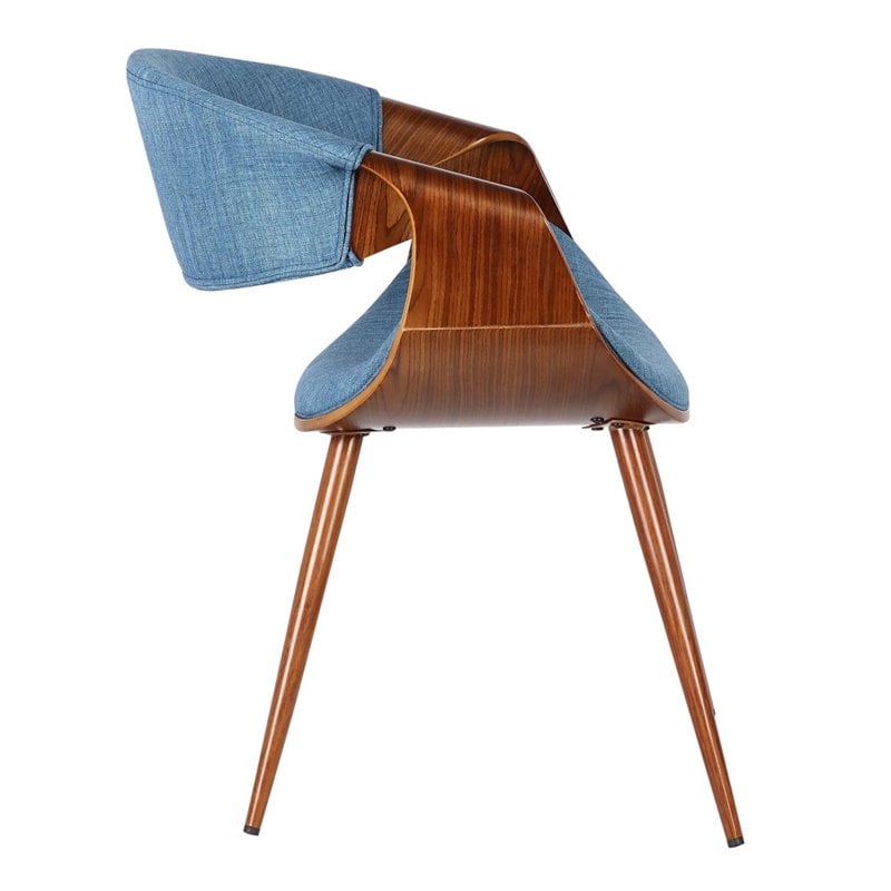 Armen Living Butterfly Modern Fabric Dining Chair in Walnut and blue