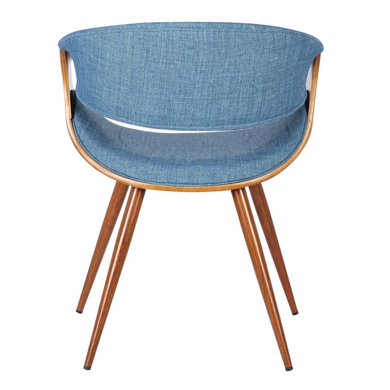 Armen Living Butterfly Modern Fabric Dining Chair in Walnut and blue