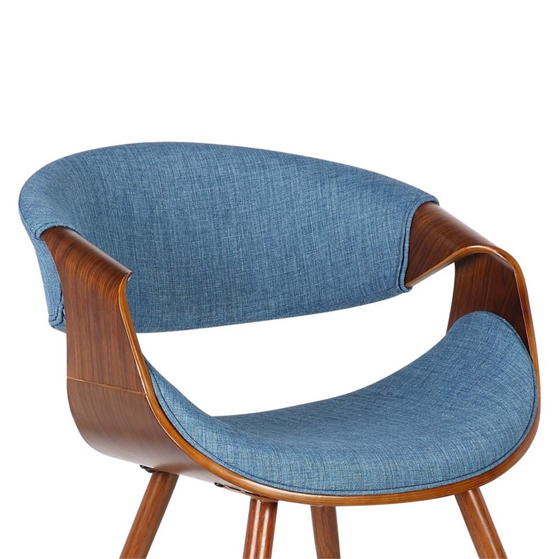 Armen Living Butterfly Modern Fabric Dining Chair in Walnut and blue