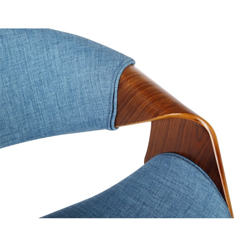 Armen Living Butterfly Modern Fabric Dining Chair in Walnut and blue