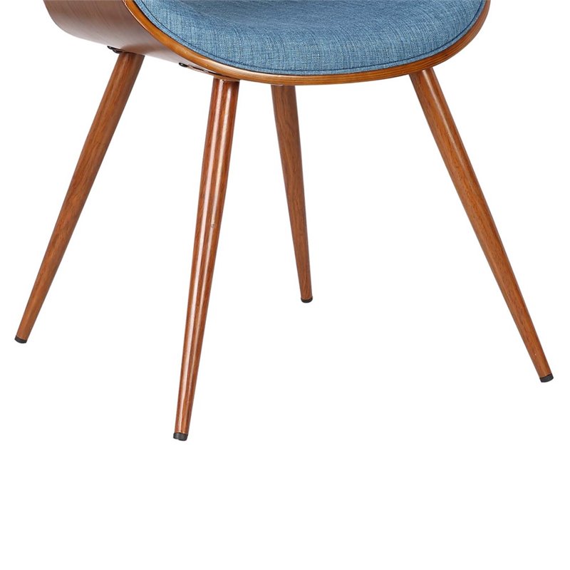 Armen Living Butterfly Modern Fabric Dining Chair in Walnut and blue