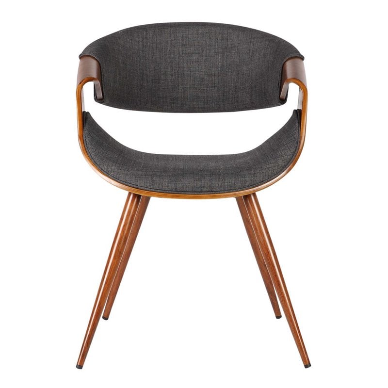 Armen Living Butterfly Modern Fabric Dining Chair in Walnut and Charcoal