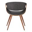 Armen Living Butterfly Modern Fabric Dining Chair in Walnut and Charcoal