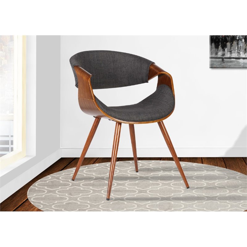 Armen Living Butterfly Modern Fabric Dining Chair in Walnut and Charcoal Cymax Business