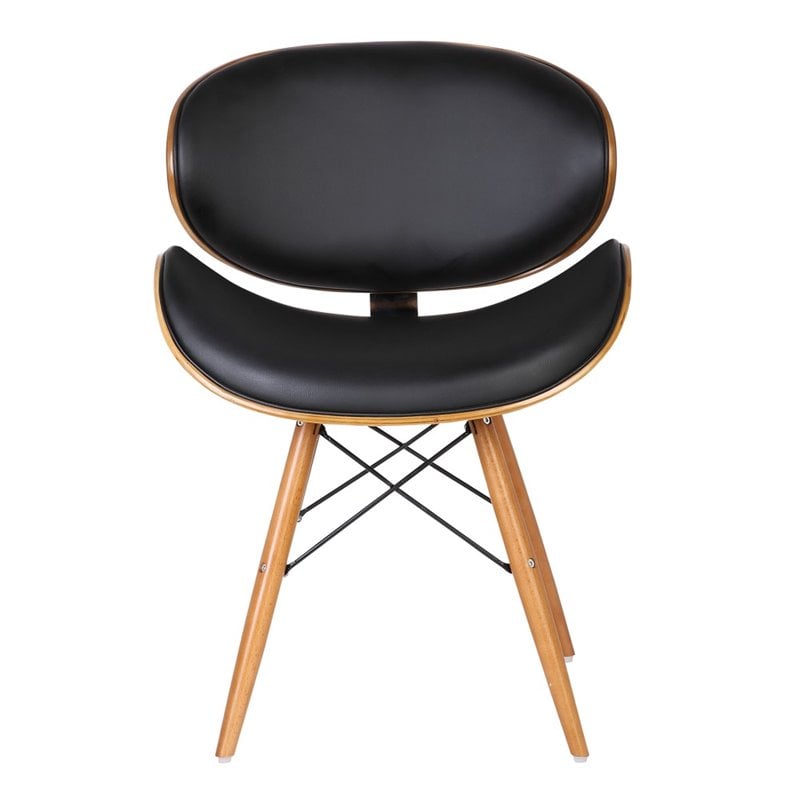 Armen Living Cassie Modern Faux Leather Dining Chair in Walnut and Black